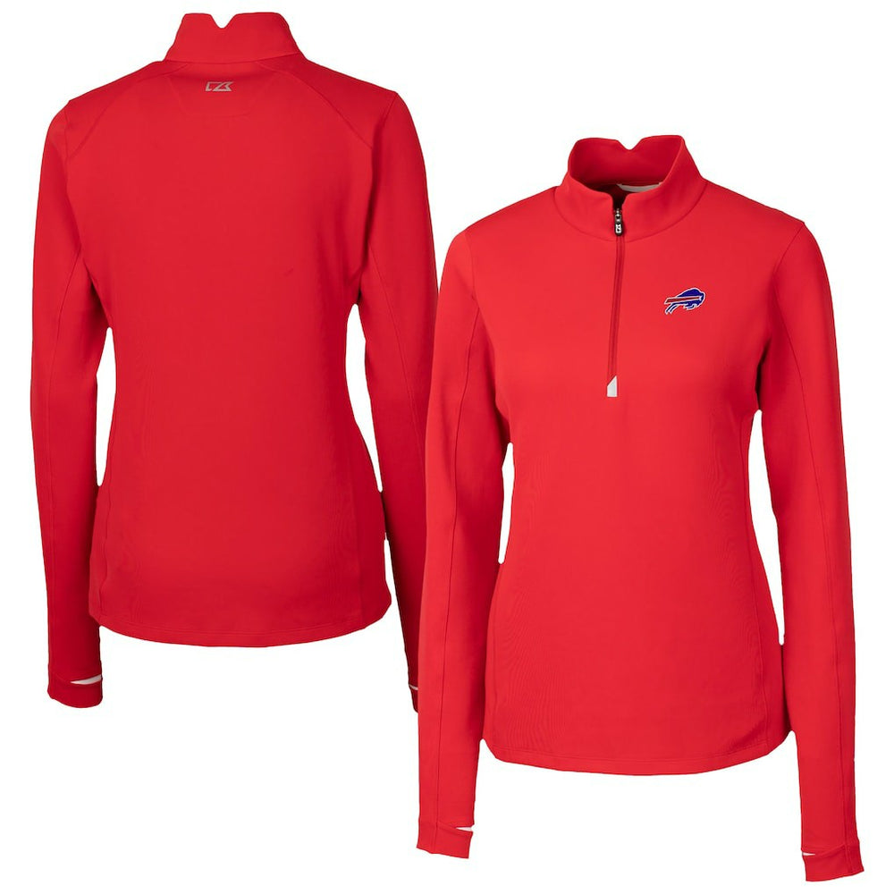 Cutter & Buck Women's Traverse Stretch Quarter-Zip Pullover Top - Buffalo Bills