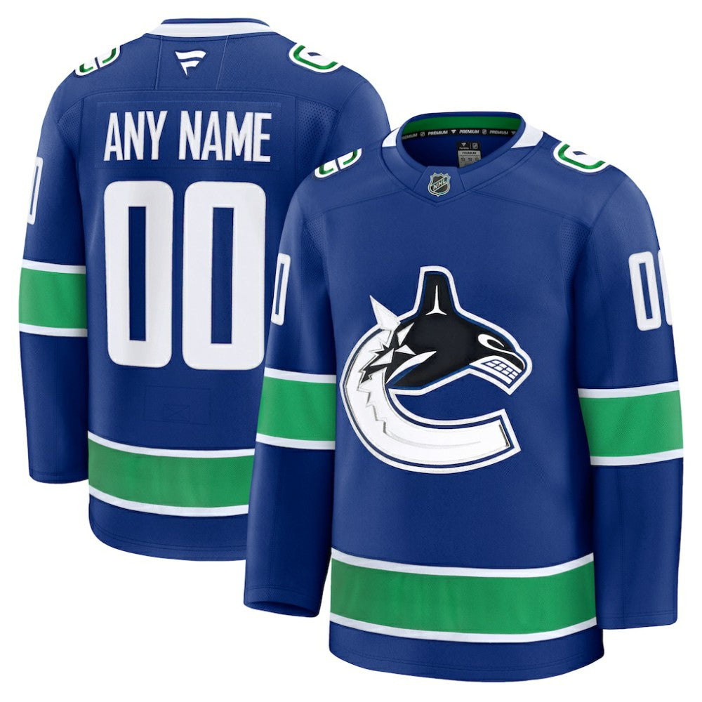 NHL Blue Vancouver Canucks Fanatics Home Premium Custom Jersey