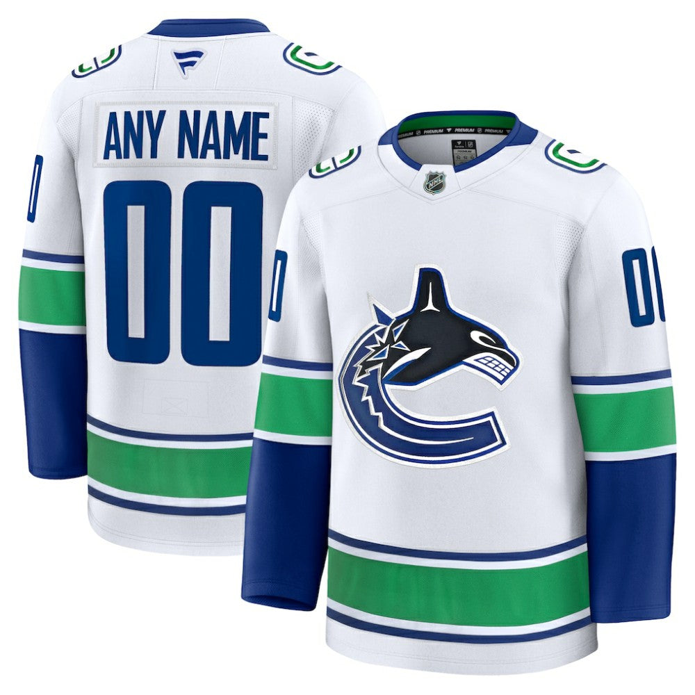 NHL White Vancouver Canucks Fanatics Away Premium Custom Jersey