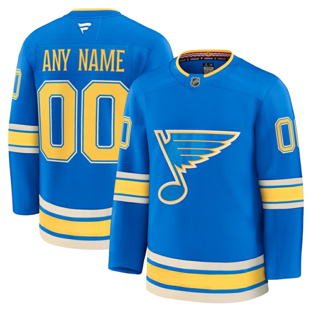 NHL Blue St. Louis Blues Fanatics Alternate Premium Custom Jersey