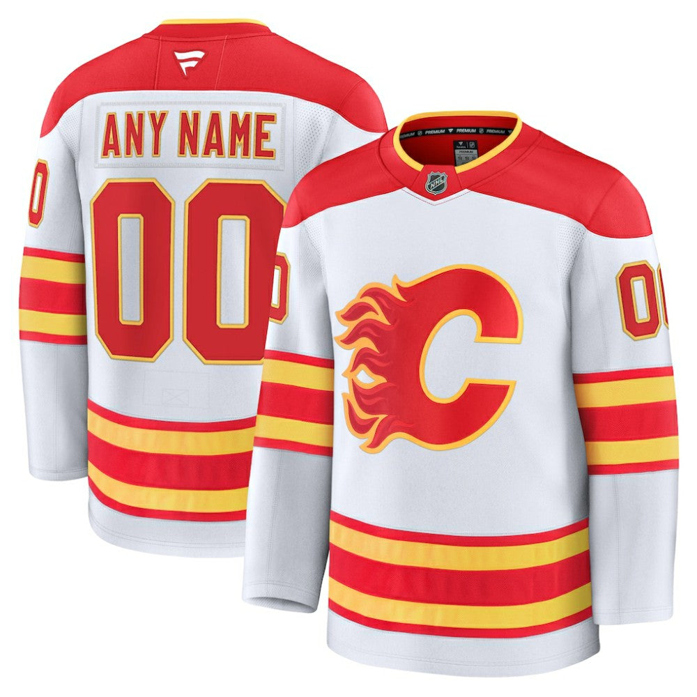 NHL White Calgary Flames Fanatics Away Premium Custom Jersey