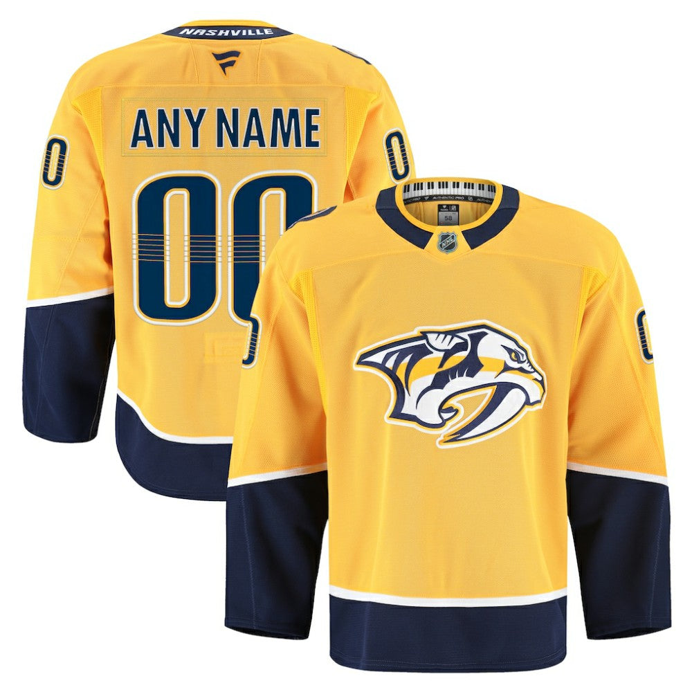 NHL Gold Nashville Predators Fanatics Home Authentic Pro Custom Jersey