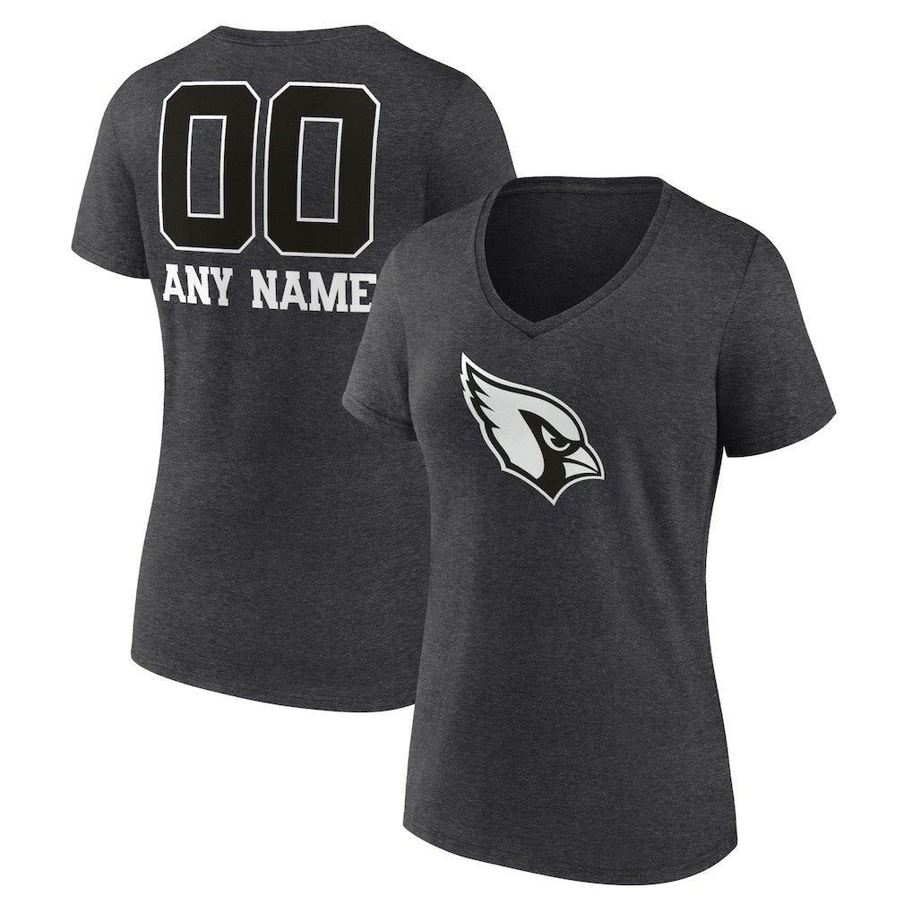 Women's Personalized Name & Number Monochrome V-Neck Long Sleeve T-Shirt - Arizona Cardinals