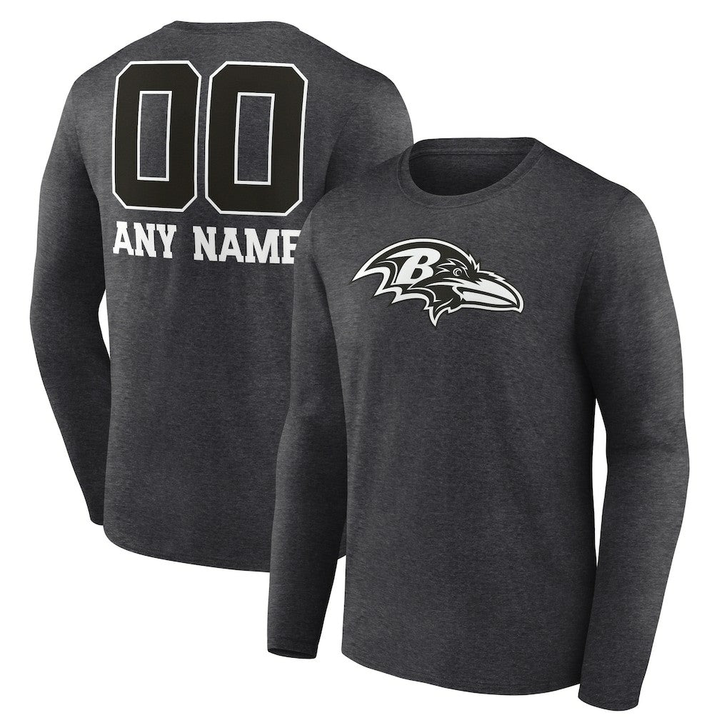 Personalized Name & Number Monochrome Long Sleeve T-Shirt - Baltimore Ravens