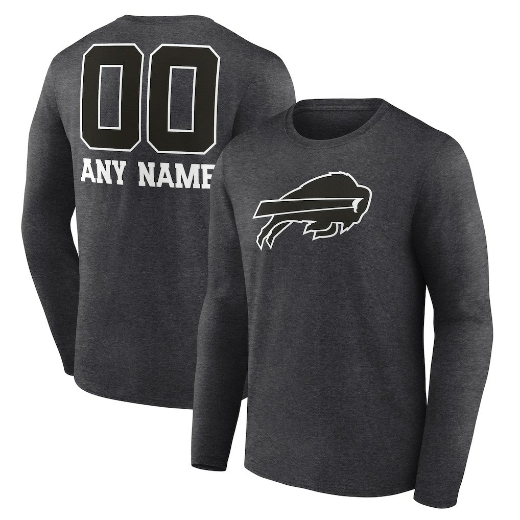 Personalized Name & Number Monochrome Long Sleeve T-Shirt - Buffalo Bills