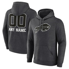 Personalized Name & Number Monochrome Pullover Hoodie - Buffalo Bills