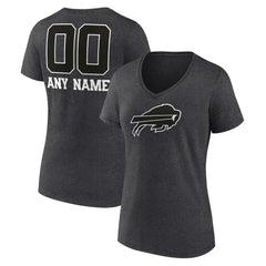 Women's Personalized Name & Number Monochrome V-Neck Long Sleeve T-Shirt - Buffalo Bills