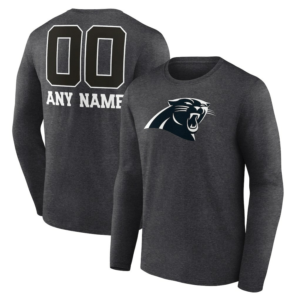 Personalized Name & Number Monochrome Long Sleeve T-Shirt - Carolina Panthers
