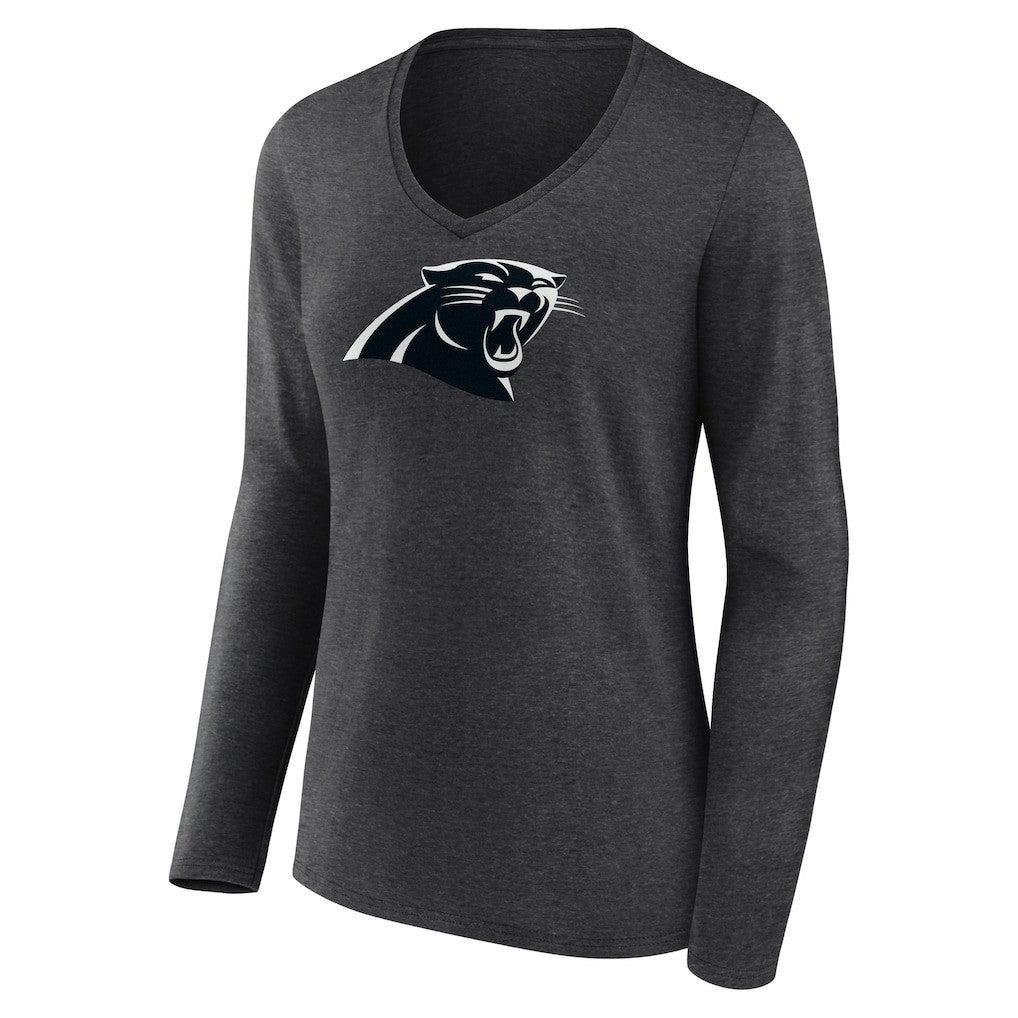 Women's Personalized Name & Number Monochrome V-neck T-Shirt - Carolina Panthers