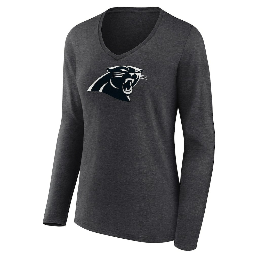 Women's Personalized Name & Number Monochrome V-neck T-Shirt - Carolina Panthers