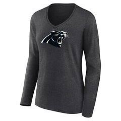 Women's Personalized Name & Number Monochrome V-neck T-Shirt - Carolina Panthers