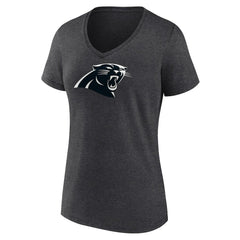 Women's Personalized Name & Number Monochrome V-Neck Long Sleeve T-Shirt - Carolina Panthers