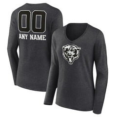 Women's Personalized Name & Number Monochrome V-neck T-Shirt - Chicago Bears