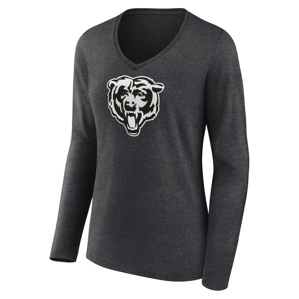 Women's Personalized Name & Number Monochrome V-neck T-Shirt - Chicago Bears