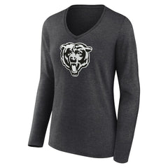 Women's Personalized Name & Number Monochrome V-neck T-Shirt - Chicago Bears