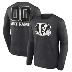 Personalized Name & Number Monochrome Long Sleeve T-Shirt - Cincinnati Bengals