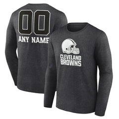 Personalized Name & Number Monochrome Long Sleeve T-Shirt - Cleveland Browns