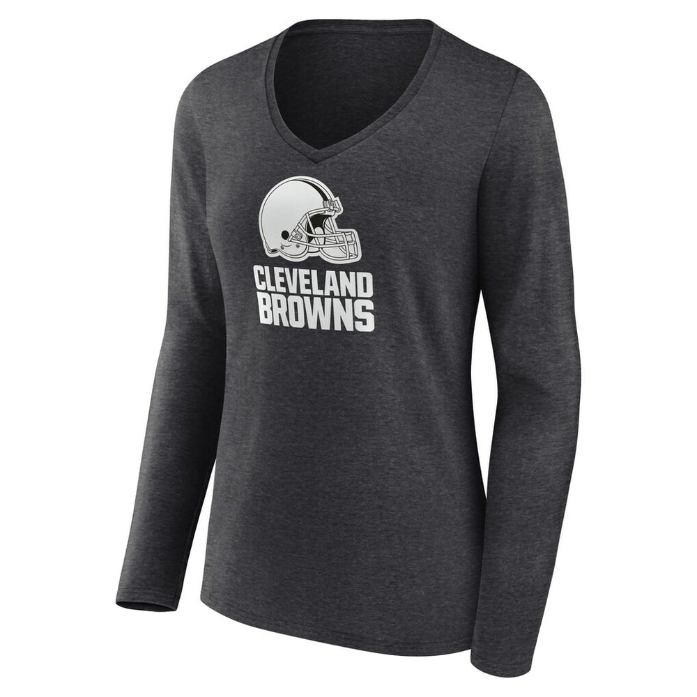 Women's Personalized Name & Number Monochrome V-neck T-Shirt - Cleveland Browns