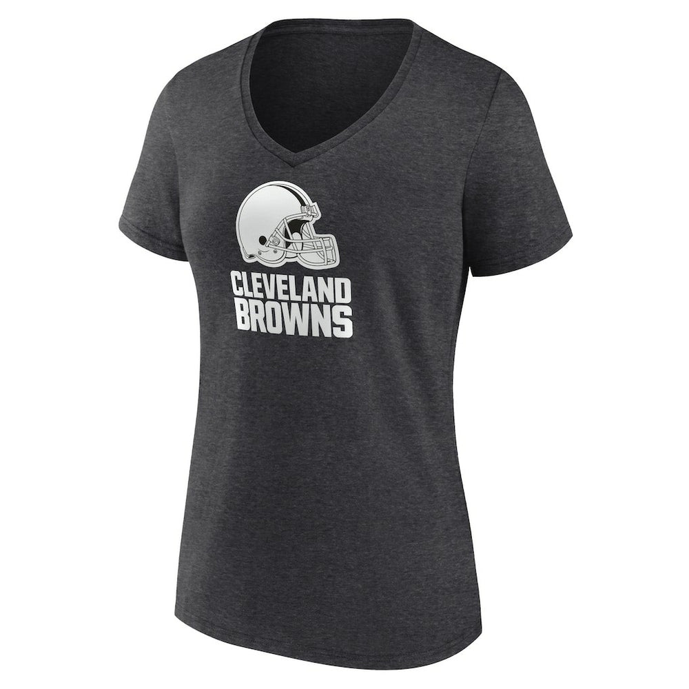 Women's Personalized Name & Number Monochrome V-Neck Long Sleeve T-Shirt - Cleveland Browns