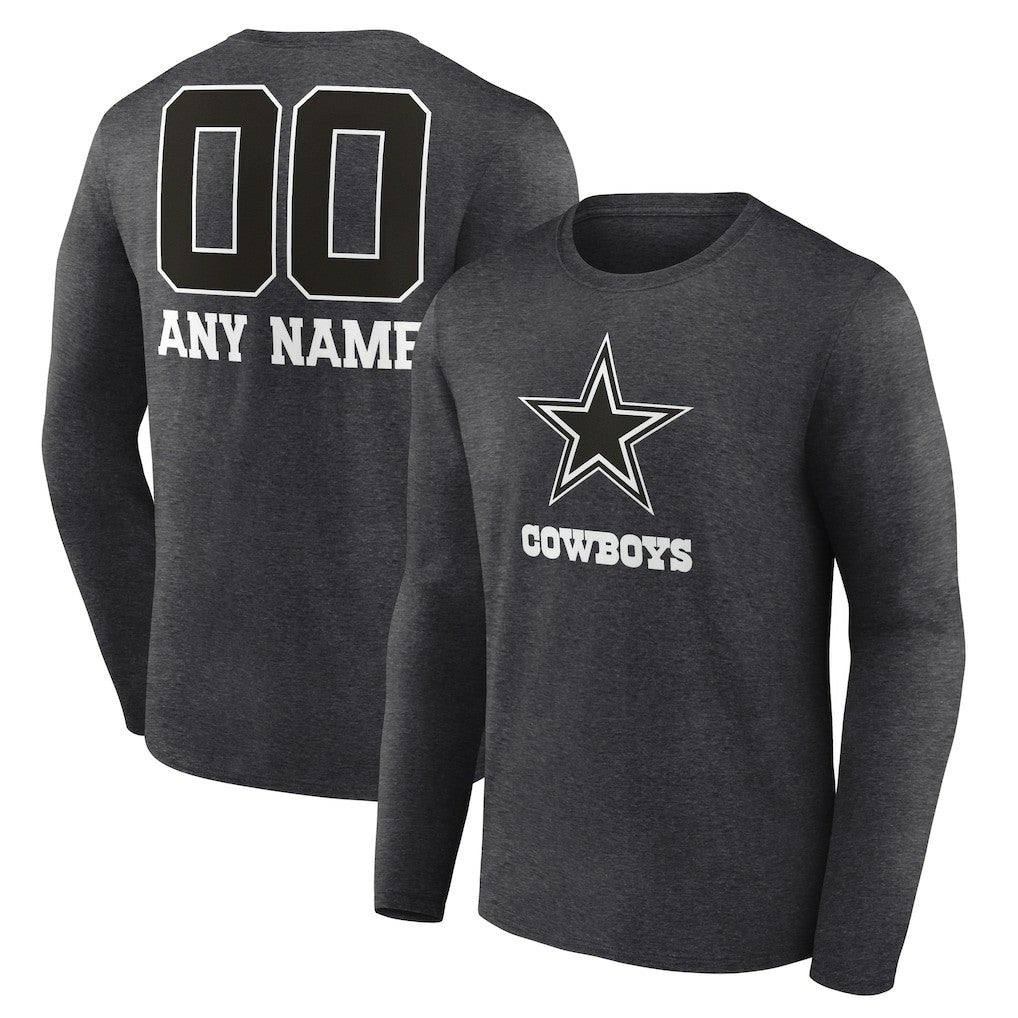 Personalized Name & Number Monochrome Long Sleeve T-Shirt - Dallas Cowboys