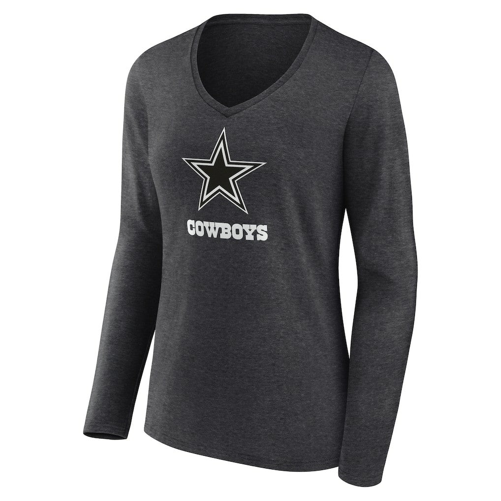 Women's Personalized Name & Number Monochrome V-neck T-Shirt - Dallas Cowboys