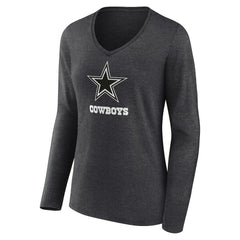 Women's Personalized Name & Number Monochrome V-neck T-Shirt - Dallas Cowboys