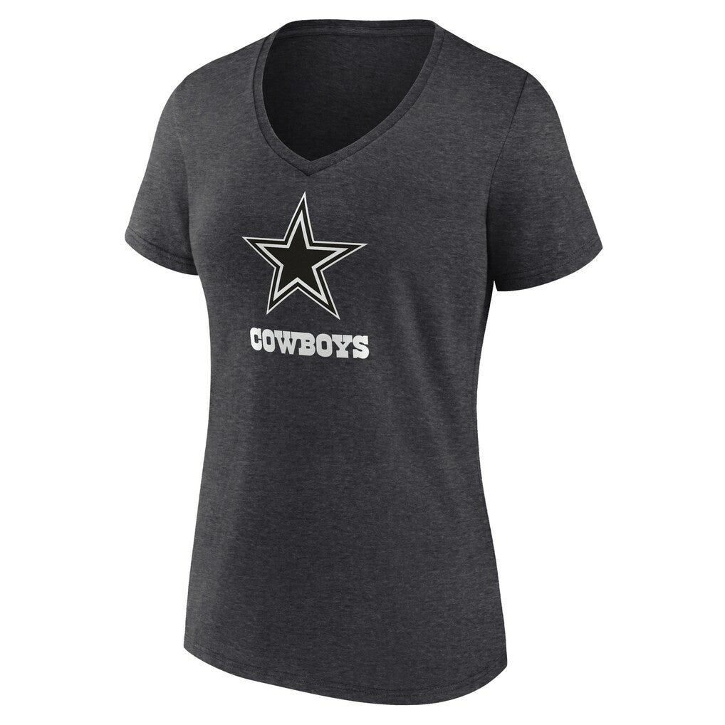 Women's Personalized Name & Number Monochrome V-Neck Long Sleeve T-Shirt - Dallas Cowboys