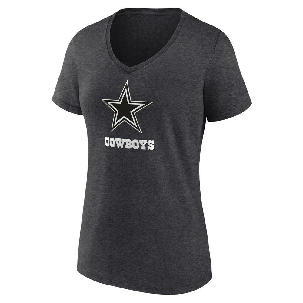Women's Personalized Name & Number Monochrome V-Neck Long Sleeve T-Shirt - Dallas Cowboys