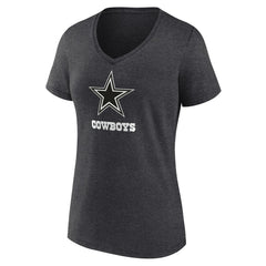 Women's Personalized Name & Number Monochrome V-Neck Long Sleeve T-Shirt - Dallas Cowboys