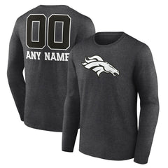 Personalized Name & Number Monochrome Long Sleeve T-Shirt - Denver Broncos
