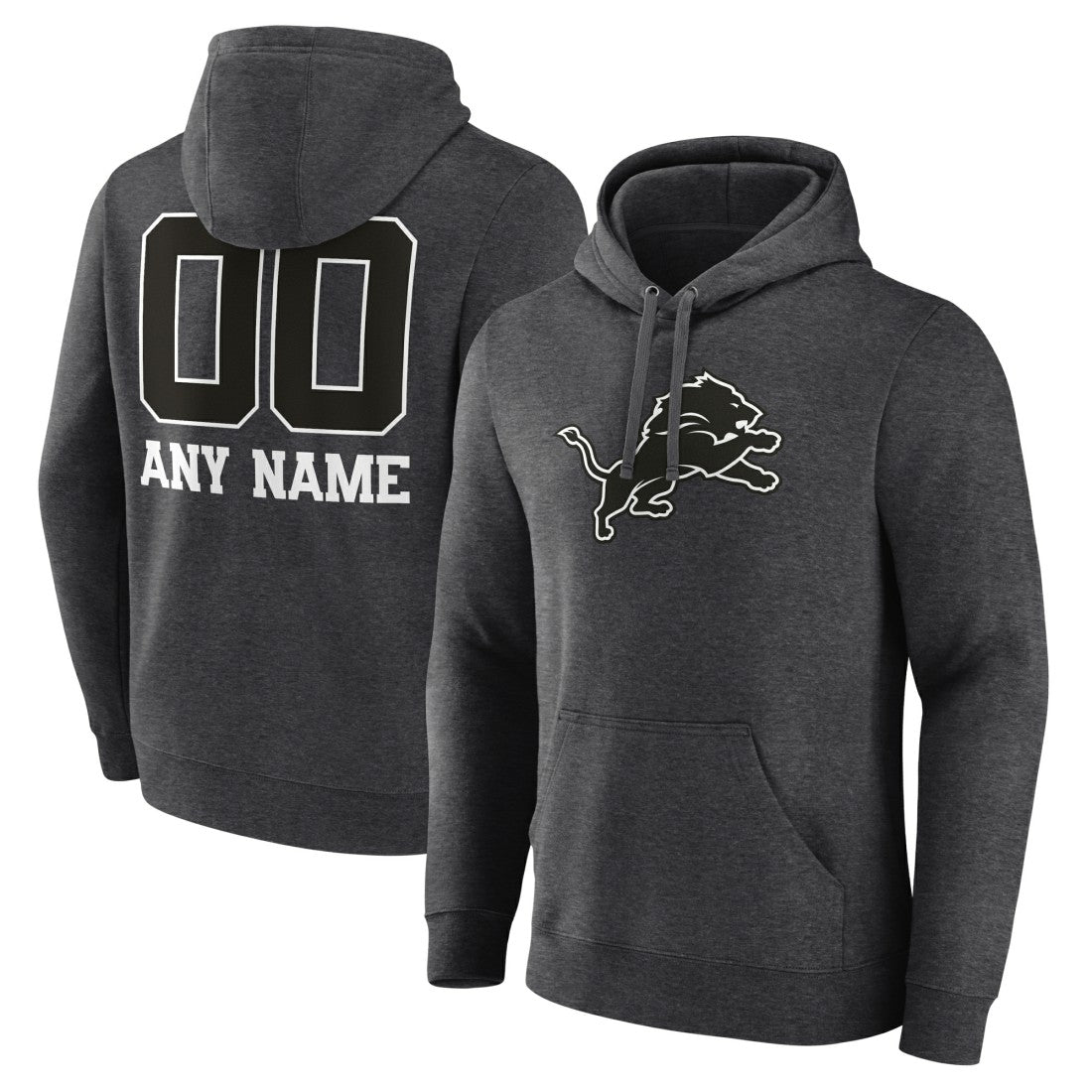 Personalized Name & Number Monochrome Pullover Hoodie - Detroit Lions