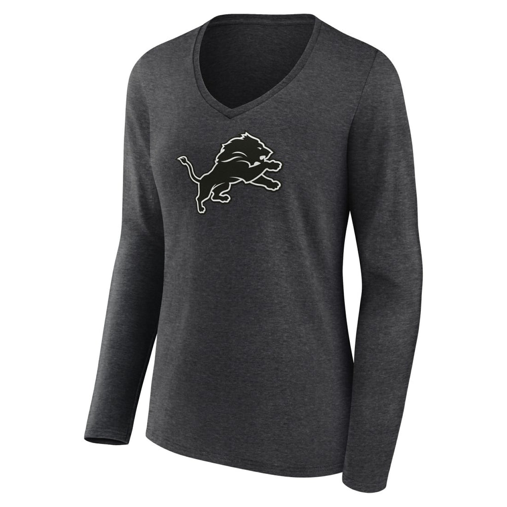 Women's Personalized Name & Number Monochrome V-neck T-Shirt - Detroit Lions