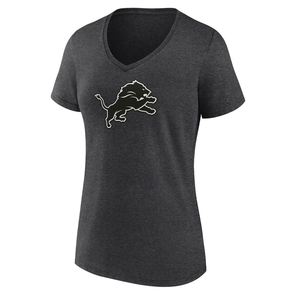 Women's Personalized Name & Number Monochrome V-Neck Long Sleeve T-Shirt - Detroit Lions