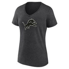 Women's Personalized Name & Number Monochrome V-Neck Long Sleeve T-Shirt - Detroit Lions