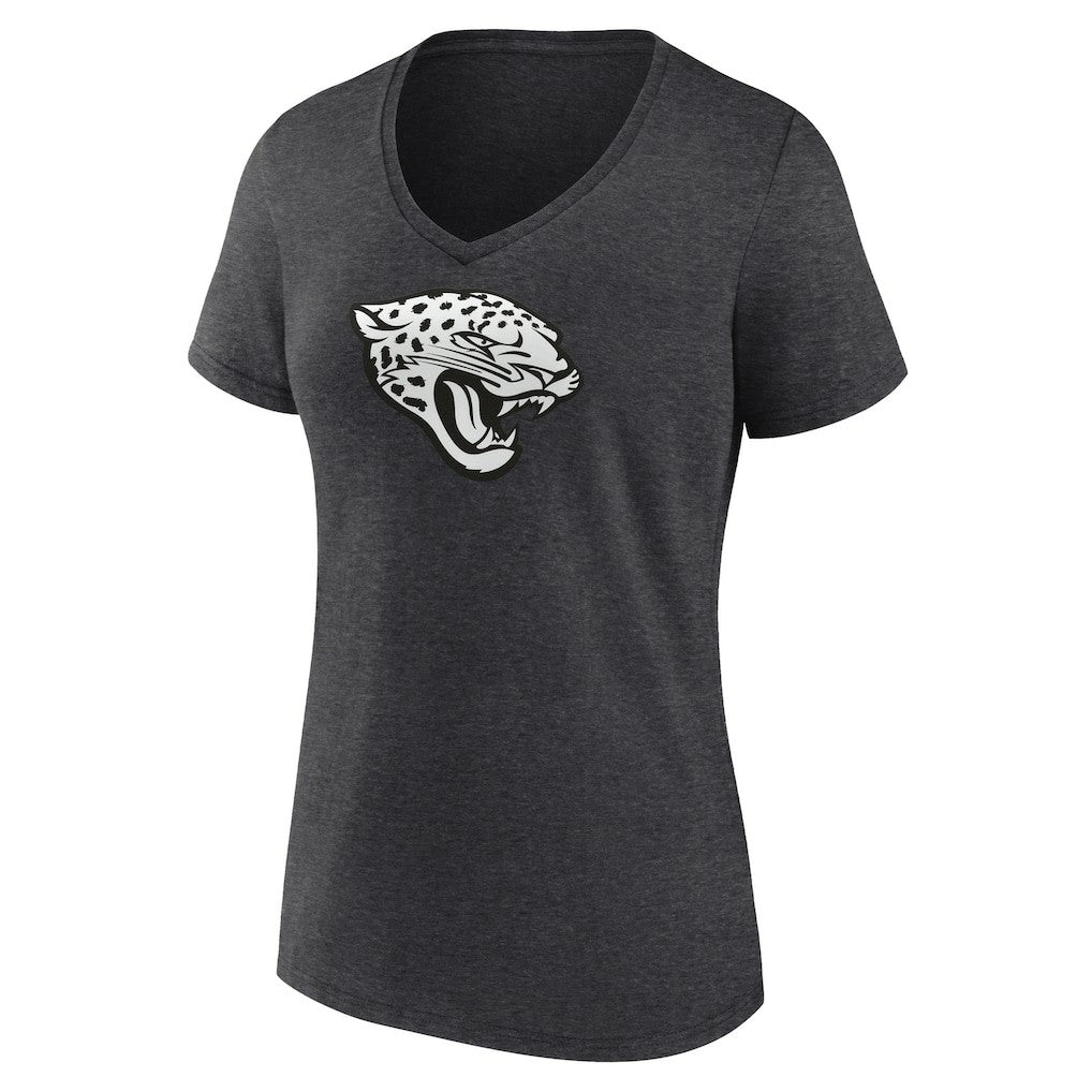 Women's Personalized Name & Number Monochrome V-Neck Long Sleeve T-Shirt - Jacksonville Jaguars