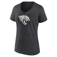 Women's Personalized Name & Number Monochrome V-Neck Long Sleeve T-Shirt - Jacksonville Jaguars