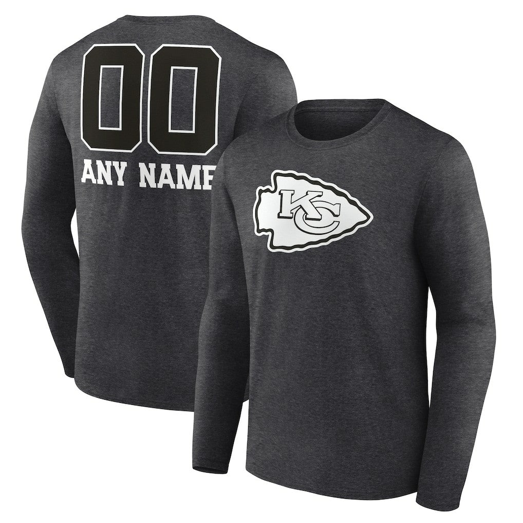 Personalized Name & Number Monochrome Long Sleeve T-Shirt - Kansas City Chiefs