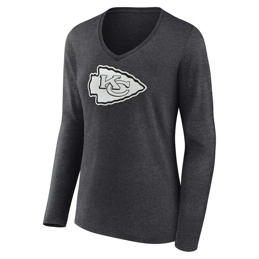 Women's Personalized Name & Number Monochrome V-neck T-Shirt - Kansas City Chiefs