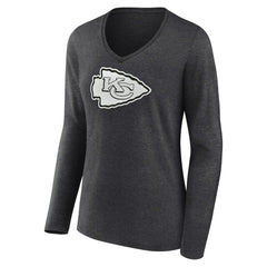 Women's Personalized Name & Number Monochrome V-neck T-Shirt - Kansas City Chiefs