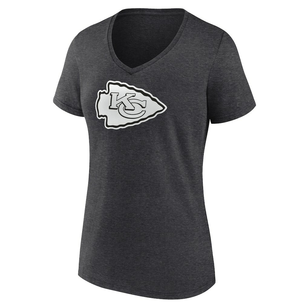 Women's Personalized Name & Number Monochrome V-Neck Long Sleeve T-Shirt - Kansas City Chiefs