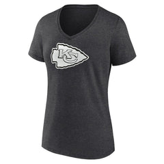 Women's Personalized Name & Number Monochrome V-Neck Long Sleeve T-Shirt - Kansas City Chiefs