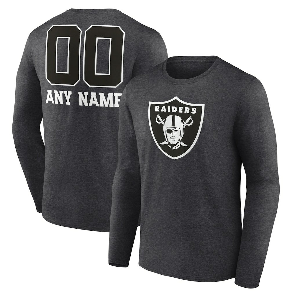 Personalized Name & Number Monochrome Long Sleeve T-Shirt - Las Vegas Raiders