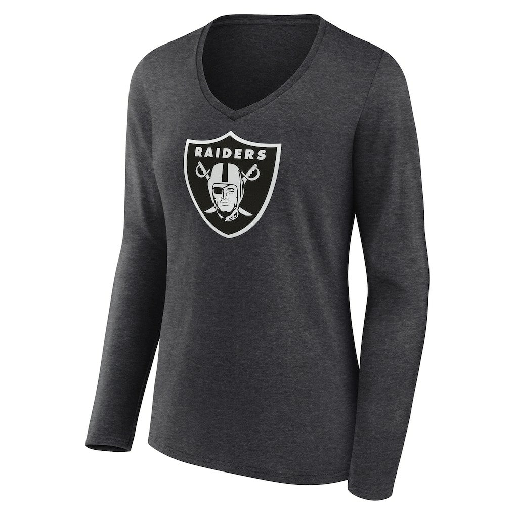 Women's Personalized Name & Number Monochrome V-neck T-Shirt - Las Vegas Raiders