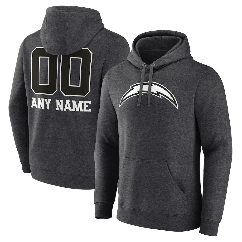 Personalized Name & Number Monochrome Pullover Hoodie - Los Angeles Chargers