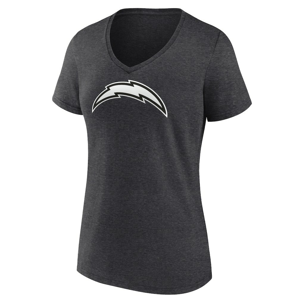 Women's Personalized Name & Number Monochrome V-Neck Long Sleeve T-Shirt - Los Angeles Chargers