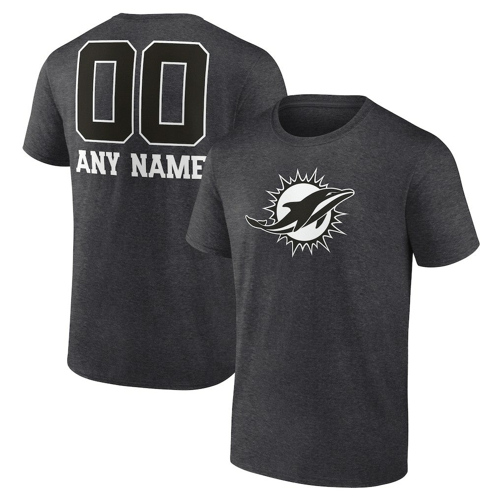 Personalized Name & Number Monochrome T-Shirt - Miami Dolphins
