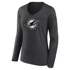 Women's Personalized Name & Number Monochrome V-neck T-Shirt - Miami Dolphins