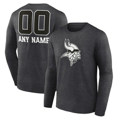Personalized Name & Number Monochrome Long Sleeve T-Shirt - Minnesota Vikings