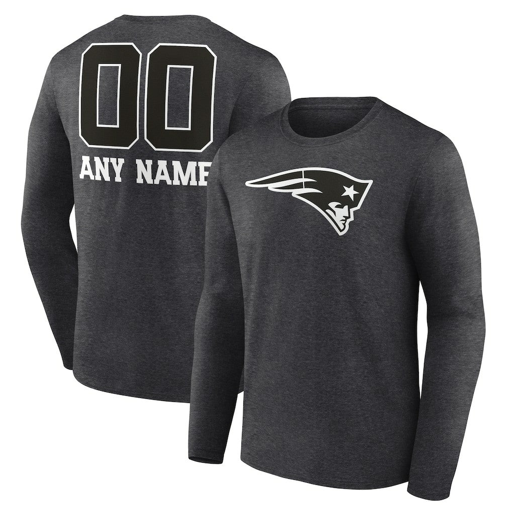 Personalized Name & Number Monochrome Long Sleeve T-Shirt - New England Patriots