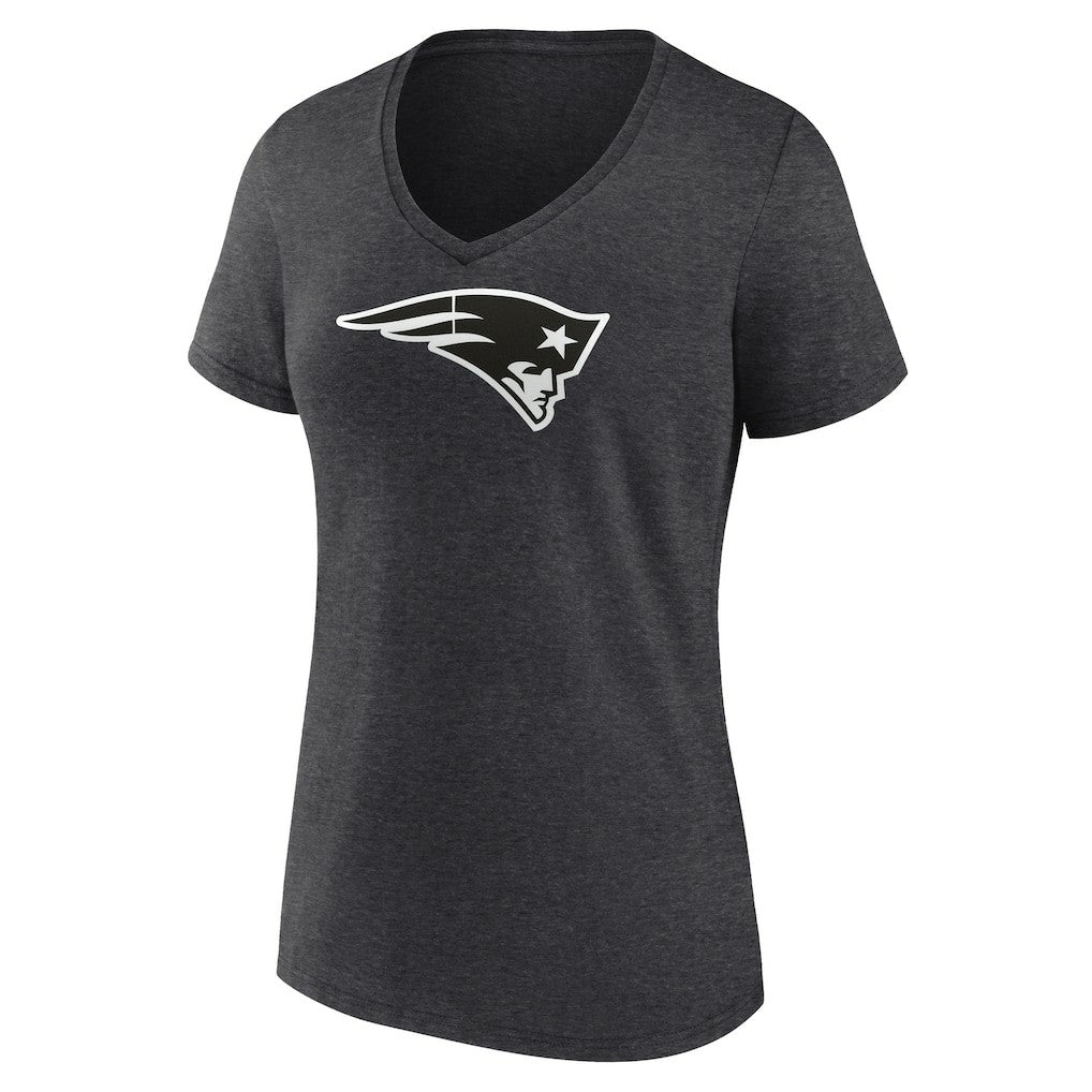 Women's Personalized Name & Number Monochrome V-Neck Long Sleeve T-Shirt - New England Patriots